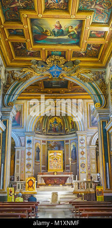 ROME , ITALY- OCTOBER 10, 2017: The Interior of the Basilica of St Bartholomew on Tiber Island