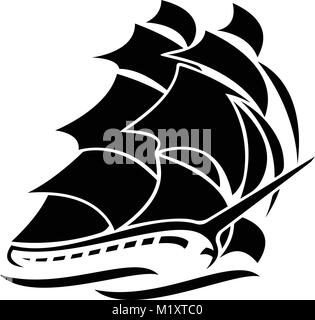 Old Tall Sailing Ship Vector Graphic Illustration Stock Vector