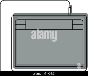 digitizer tablet icon in watercolor silhouette Stock Vector
