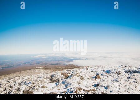 Hiking Mount Hallasan, the highest peak in Korea after a snow storm the night before. Stock Photo