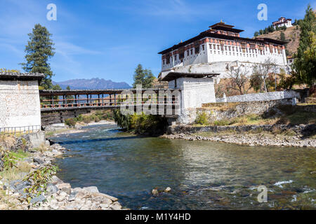 Paro, Bhutan.  Paro Dzong (Fortress). Stock Photo