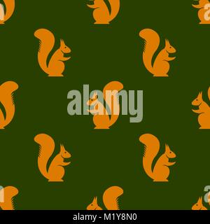 Orange Squirrel Seamless Pattern Stock Vector