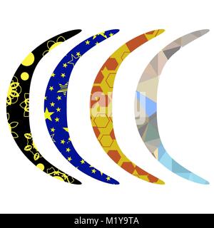 Set of Colorful Australian Boomerang Stock Vector