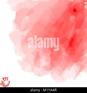 Abstract Red watercolor background. Stain in grunge style. Perfect for designing and decorating banners and flyers. Stock Vector