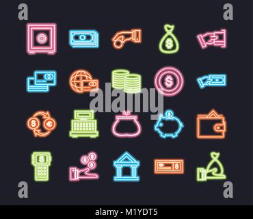 Set of 20 business thin line icons Stock Vector