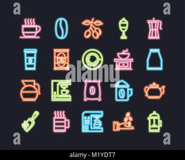 Coffe and tea beverage icon pack Stock Vector