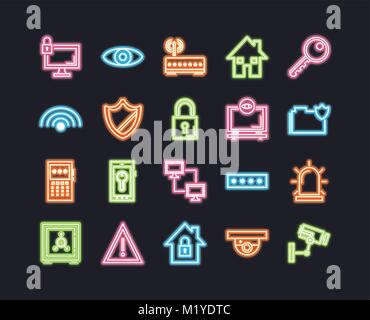 Security, protect and technology icons Stock Vector