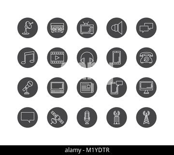 Set of line icons of communications Stock Vector