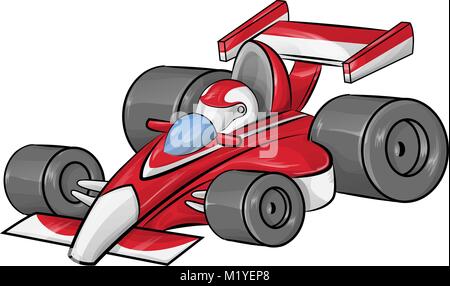 funny cartoon formula race car isolated on white background Stock Vector