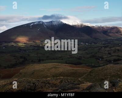 Snow Capped Blencathra from High Rigg, Lake District National Park, Cumbria, United Kingdom Stock Photo