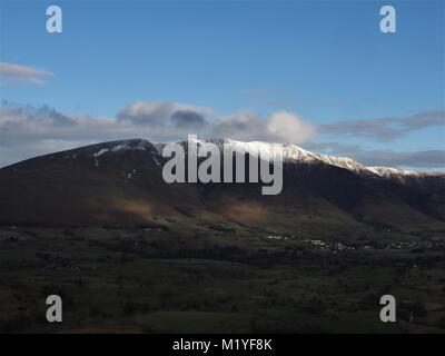 Snow Capped Blencathra from High Rigg, Lake District National Park, Cumbria, United Kingdom Stock Photo