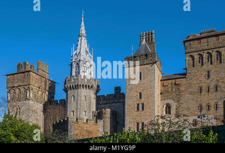 Cardiff Castle viewed from the west side, Wales Stock Photo