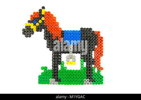 Horse shape made from plastic beads Stock Photo