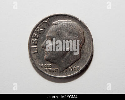 a 1968 USA Roosevelt one Dime coine Stock Photo