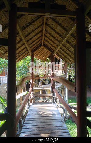 Rustic wooden construction of Cave Lodge, Pang Mapha, Soppong, Chiang Mai, Thailand. NO PR Stock Photo