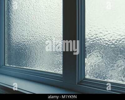 Light coming through the window frosted after the freezing rain. Stock Photo