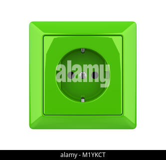 Green Electric Socket Isolated Stock Photo