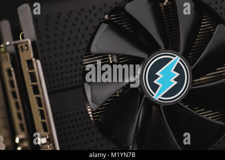 Electroneum Cryptocurrency Mining Using Graphic Cards Stock Photo