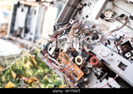 Old broken printers and copiers for scrap Stock Photo