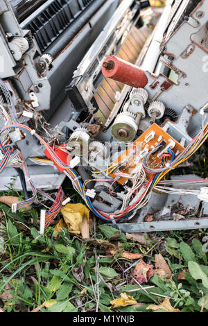 Old broken printers and copiers for scrap Stock Photo