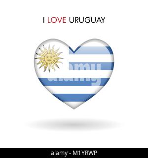 Love Uruguay symbol. Flag Heart Glossy icon on a white background isolated vector illustration eps10 Stock Vector