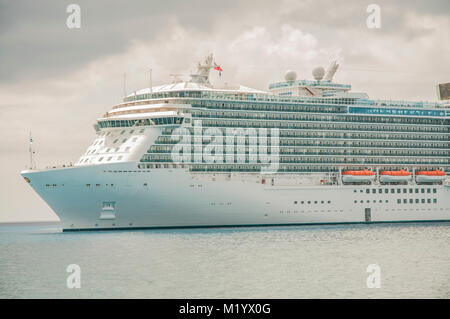 Cruise ship in the open ocean Stock Photo