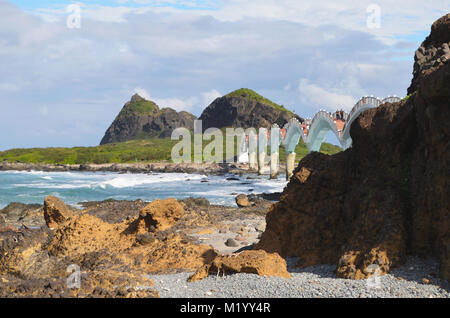 Sanxiantai's eight-arched bridge on Taiwan's East Coast National Scenic Area Stock Photo