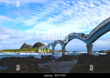 Sanxiantai's eight-arched bridge on Taiwan's East Coast National Scenic Area Stock Photo