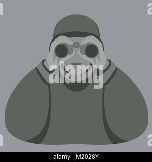 soldier with binoculars vector illustration flat style  front view Stock Vector