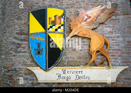 Coat of arms of Terziere Borgo Dentro, Città della Pieve, Perugia, Umbria, Italy Stock Photo