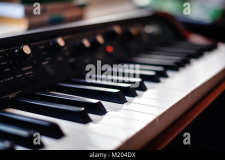 Close-up of a beautiful vintage keyboard in a recording studio (Korg SV-1) Stock Photo