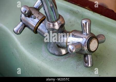 Close- up of faucet on sink. Stock Photo