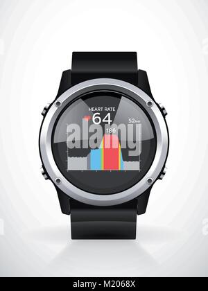 Sport smartwatch for runners - mobile application Stock Vector