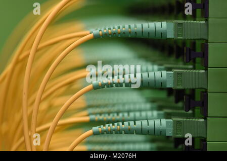 Optical distribution panels with fiber optical cable Stock Photo