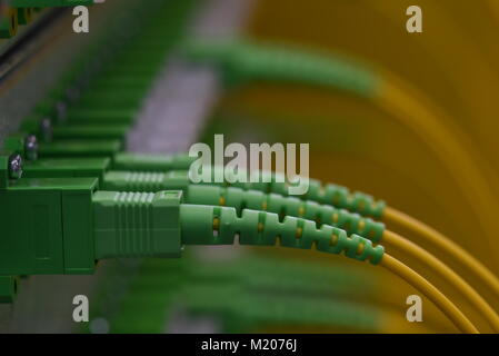 Optical distribution panels with fiber optical cable Stock Photo