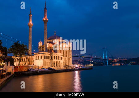 Ortakoy Mosque During the Ramadan time with twilight Stock Photo