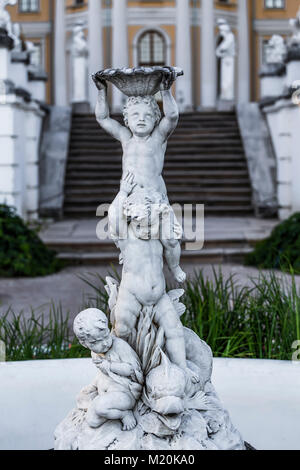 Fountain with sculptures of children in the estate Arhangelskoe. Russia Stock Photo