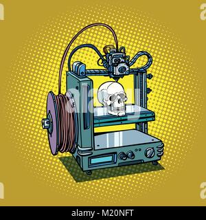 human skull 3D printer manufacturing Stock Vector