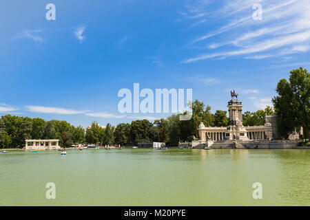 Monument to Alfonso XII in Buen Retiro park in Madrid - Spain Stock Photo