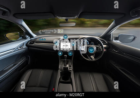 autonomous driving car and digital speedometer technology image visual Stock Photo