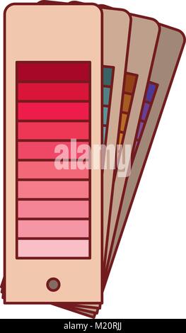 color palette guide set in colorful silhouette with thin red contour Stock Vector