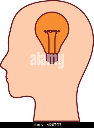 contour silhouette head with bulb inside Stock Vector Image & Art - Alamy