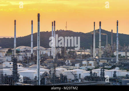 Landscape of oil refinery industry with oil storage tank Stock Photo