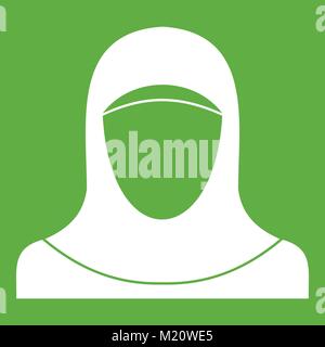 Muslim women wearing hijab icon green Stock Vector