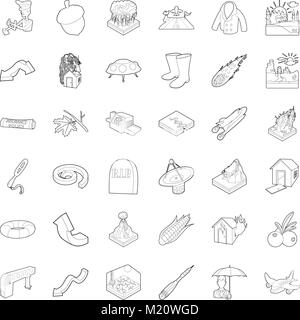 Meteorological icons set, outline style Stock Vector