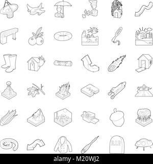 Air environment icons set, outline style Stock Vector