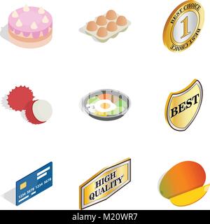 Suppertime icons set, isometric style Stock Vector