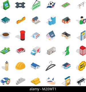 Hail icons set, isometric style Stock Vector