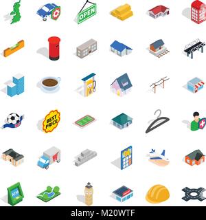 Urban landscape icons set, isometric style Stock Vector