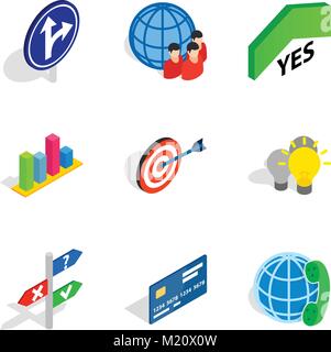 Operation icons set, isometric style Stock Vector